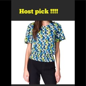 MICHAEL KORS printed smocked  waist top/M